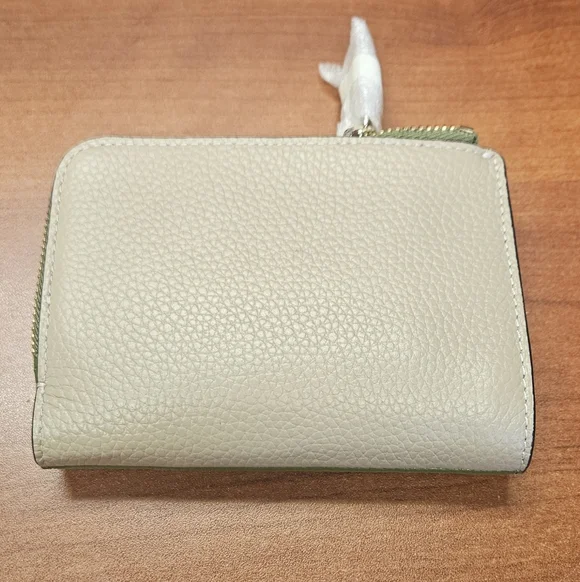 Kate Spade Ava Colorblock Pebbled Leather Zip Bifold Wallet Green Jungle Vine - Picture 2 of 6